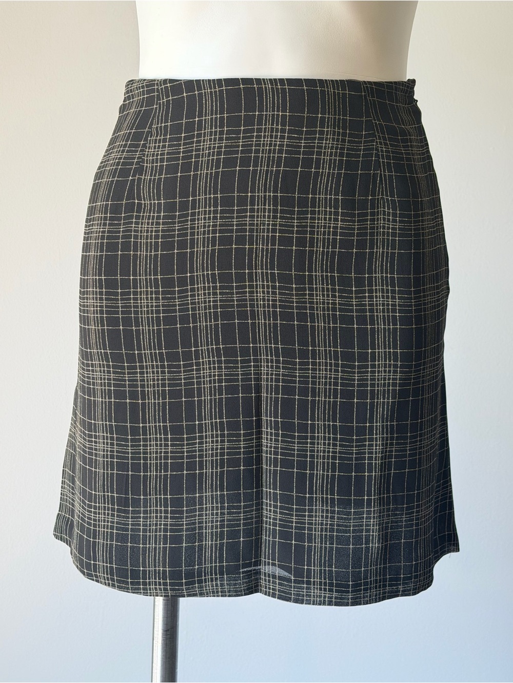 Banana Republic Plaid A-Line Skirt - Black & Cream